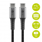Goobay USB-C™ - USB-C™ tekstiilikaapeli metalliliittimillä 0,5 m tyylikäs ja erittäin kestävä liitäntäkaapeli laitteisiin, joissa on USB-C™-portti Goobay USB-C™ - USB-C™ tekstiilikaapeli metalliliittimillä 0,5 m tyylikäs ja erittäin kestävä liitäntäkaapeli laitteisiin, joissa on USB-C™-portti