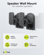 Goobay Högtalarfästning universal universalhögtalarhållare för väggmontering, (svängbart och lutat) för högtalare upp till max. 3,5 kg, svart Goobay Högtalarfästning universal universalhögtalarhållare för väggmontering, (svängbart och lutat) för högtalare upp till max. 3,5 kg, svart