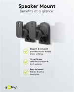 Goobay Högtalarfästning universal universalhögtalarhållare för väggmontering, (svängbart och lutat) för högtalare upp till max. 3,5 kg, svart Goobay Högtalarfästning universal universalhögtalarhållare för väggmontering, (svängbart och lutat) för högtalare upp till max. 3,5 kg, svart