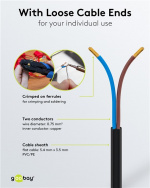 Goobay Kabel med euro-kontakt för montering, 1,5 m, svart Euro-kontakt (typ C, CEE 7/16) > lösa kabeländar Goobay Kabel med euro-kontakt för montering, 1,5 m, svart Euro-kontakt (typ C, CEE 7/16) > lösa kabeländar