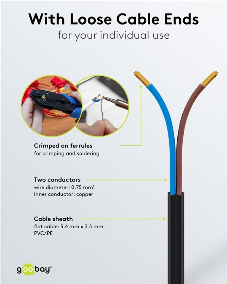 Goobay Kabel med euro-kontakt för montering, 1,5 m, svart Euro-kontakt (typ C, CEE 7/16) > lösa kabeländar Goobay Kabel med euro-kontakt för montering, 1,5 m, svart Euro-kontakt (typ C, CEE 7/16) > lösa kabeländar