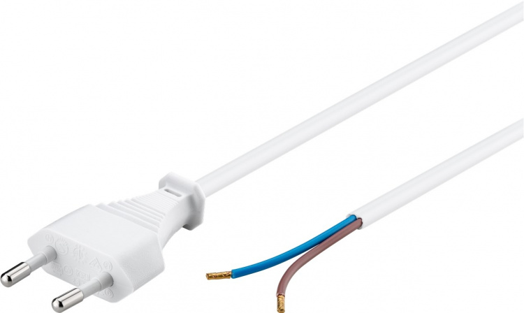 Goobay Kabel med euro-kontakt för montering, 1,5 m, vit Euro-kontakt (typ C, CEE 7/16) > lösa kabeländar
