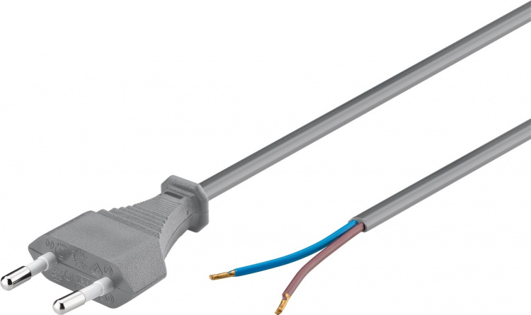 Goobay Kaapeli, jossa on europistoke asennusta varten, 1,5 m, harmaa europistoke (tyyppi C, CEE 7/16) > irtonaiset kaapelinpäädyt Goobay Kaapeli, jossa on europistoke asennusta varten, 1,5 m, harmaa europistoke (tyyppi C, CEE 7/16) > irtonaiset kaapelinpäädyt