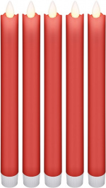 Goobay Set med 5 röda LED riktiga vax stav ljus, inkl. fjärrkontroll Vacker och säker belysningslösning för många områden som hus och loggia, kontor eller skolor Goobay Set med 5 röda LED riktiga vax stav ljus, inkl. fjärrkontroll Vacker och säker belysningslösning för många områden som hus och loggia, kontor eller skolor