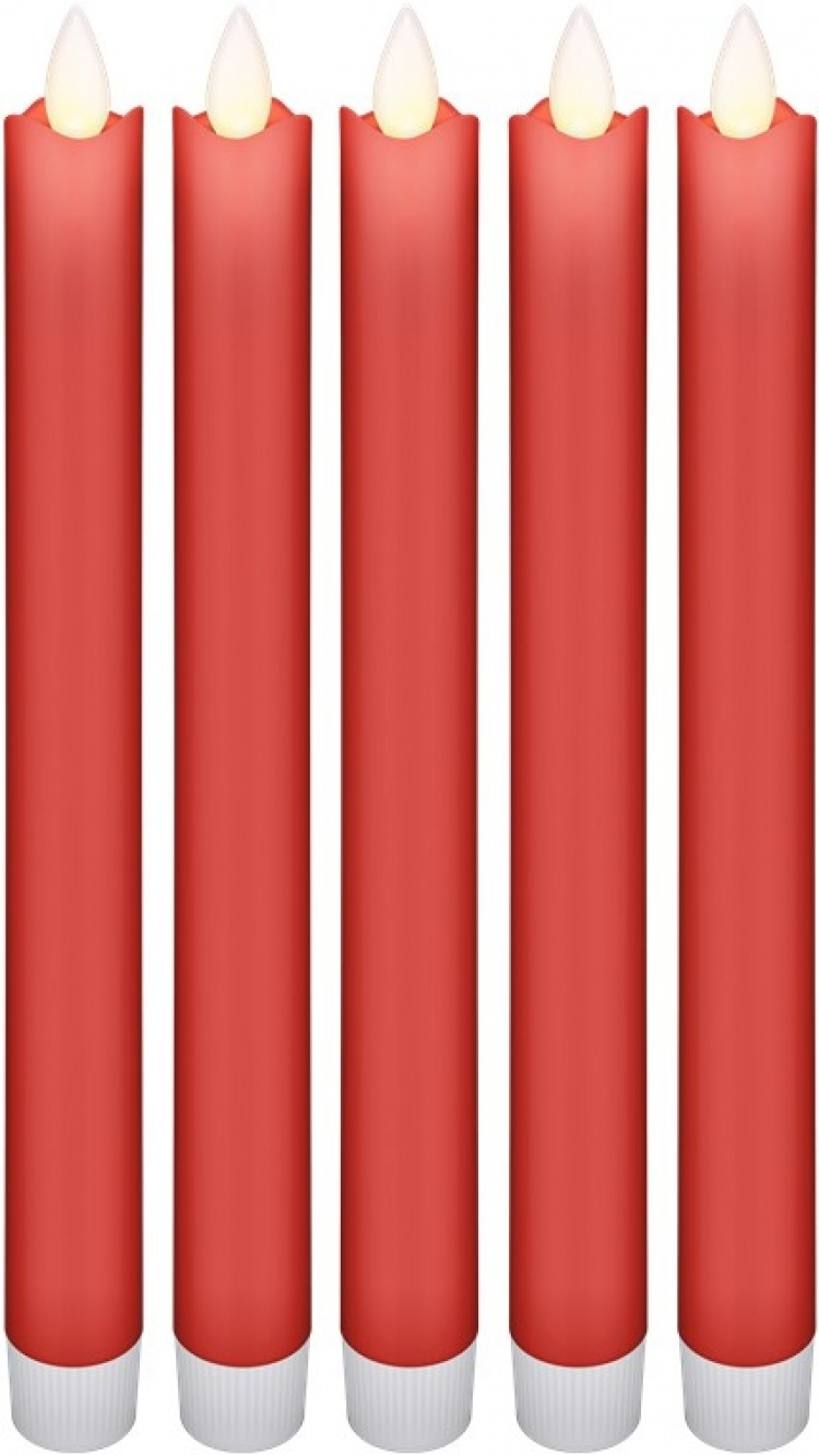 Goobay Set med 5 röda LED riktiga vax stav ljus, inkl. fjärrkontroll Vacker och säker belysningslösning för många områden som hus och loggia, kontor eller skolor Goobay Set med 5 röda LED riktiga vax stav ljus, inkl. fjärrkontroll Vacker och säker belysningslösning för många områden som hus och loggia, kontor eller skolor
