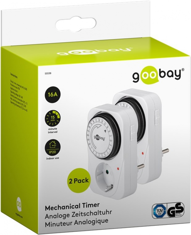 Goobay Set med 2, analog timer Lätt att använda en analog timer Goobay Set med 2, analog timer Lätt att använda en analog timer