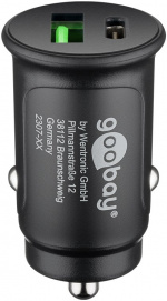 Goobay Dual-USB Auto Fast Charger USB-C™ PD (Power Delivery) (30 W) 30W (12/24V)lämplig för enheter med USB-C™ (Ström Delivery), såsom iPhone 12