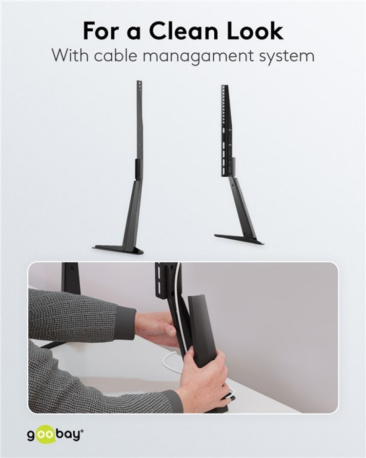 Goobay TV-pöytäjalusta 32-70 tuuman (81-178 cm) televisioille ja näytöille 50 kg:n painoon asti, kallistettava Goobay TV-pöytäjalusta 32-70 tuuman (81-178 cm) televisioille ja näytöille 50 kg:n painoon asti, kallistettava
