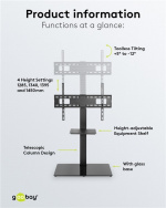 Goobay TV-golvstativ Basic (storlek L) för TV-apparater och bildskärmar mellan 37 och 70 tum (94-178 cm) upp till 40 kg, svängbar