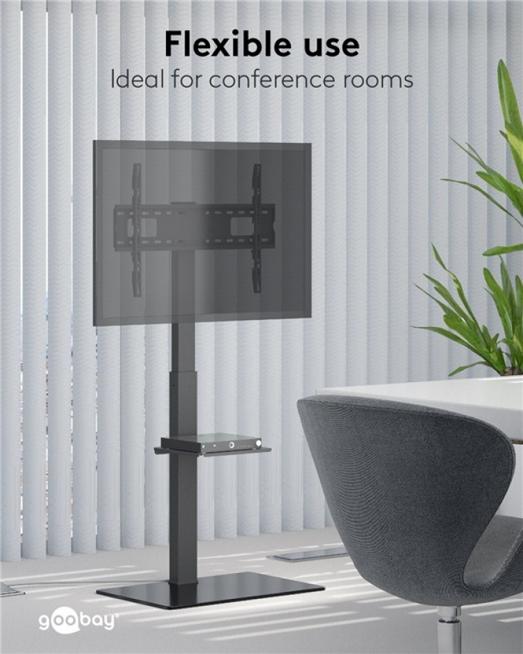 Goobay TV-golvstativ Basic (storlek L) för TV-apparater och bildskärmar mellan 37 och 70 tum (94-178 cm) upp till 40 kg, svängbar