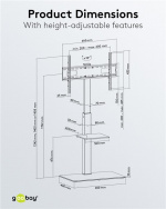 Goobay TV-golvstativ Basic (storlek L) för TV-apparater och bildskärmar mellan 37 och 70 tum (94-178 cm) upp till 40 kg, svängbar