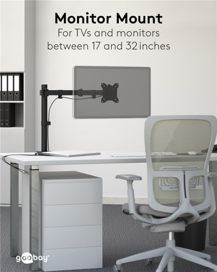Goobay Monitor Mount Single Flex 17-32 tuuman (43-81 cm) näytöille, joiden paino on enintään 8 kg Goobay Monitor Mount Single Flex 17-32 tuuman (43-81 cm) näytöille, joiden paino on enintään 8 kg