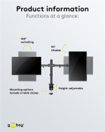 Goobay Dual Monitor Mount Flex 17-32 tuuman (43-81 cm) näytöille tarkoitettu joustava kiinnike