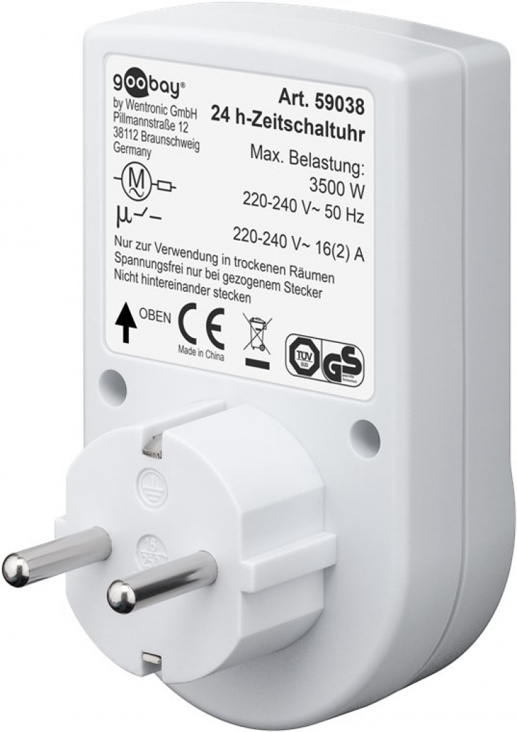 Goobay Analog timer lättmanövrerad mekanisk timer för eluttaget Goobay Analog timer lättmanövrerad mekanisk timer för eluttaget