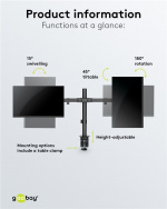 Goobay Dubbel bildskärmsfäste Fix för bildskärmar mellan 17 och 32 tum (43-81 cm) upp till 9 kg Goobay Dubbel bildskärmsfäste Fix för bildskärmar mellan 17 och 32 tum (43-81 cm) upp till 9 kg