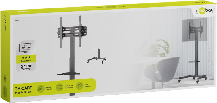 Goobay TV-esittelyjalusta Basic (koko L) 37-70 tuuman (94-178 cm) televisioille tai näytöille, joiden paino on enintään 35 kg Goobay TV-esittelyjalusta Basic (koko L) 37-70 tuuman (94-178 cm) televisioille tai näytöille, joiden paino on enintään 35 kg