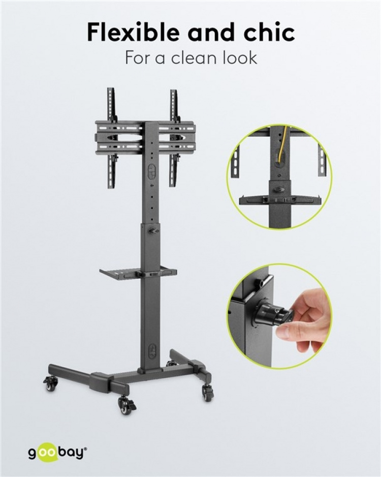 Goobay TV-esittelyjalusta Basic (koko L) 37-70 tuuman (94-178 cm) televisioille tai näytöille, joiden paino on enintään 35 kg Goobay TV-esittelyjalusta Basic (koko L) 37-70 tuuman (94-178 cm) televisioille tai näytöille, joiden paino on enintään 35 kg