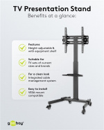 Goobay TV-esittelyjalusta Basic (koko L) 37-70 tuuman (94-178 cm) televisioille tai näytöille, joiden paino on enintään 35 kg Goobay TV-esittelyjalusta Basic (koko L) 37-70 tuuman (94-178 cm) televisioille tai näytöille, joiden paino on enintään 35 kg