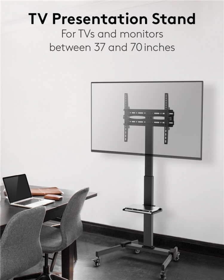 Goobay TV-esittelyjalusta Basic (koko L) 37-70 tuuman (94-178 cm) televisioille tai näytöille, joiden paino on enintään 35 kg Goobay TV-esittelyjalusta Basic (koko L) 37-70 tuuman (94-178 cm) televisioille tai näytöille, joiden paino on enintään 35 kg