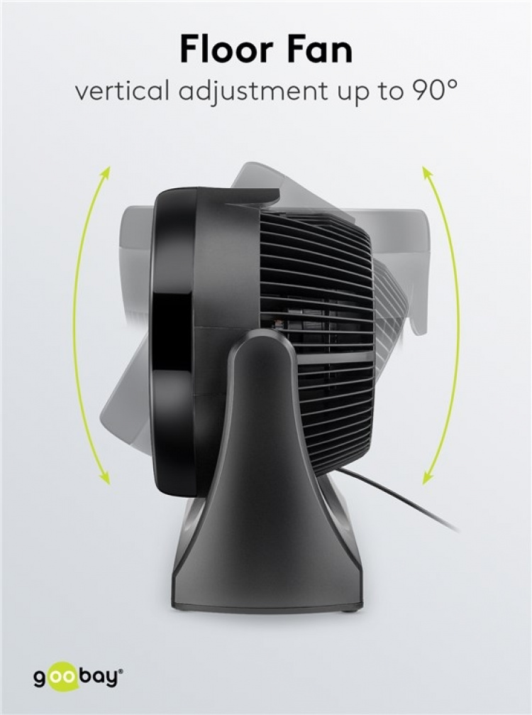 Goobay Golvfläkt 9 tum tyst luftkylare med strömkabel, diameter 23 cm, svart
