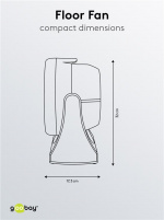 Goobay Golvfläkt 9 tum tyst luftkylare med strömkabel, diameter 23 cm, svart