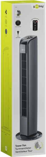 Goobay Tornfläkt med fjärrkontroll oscillerande, tyst kolonnfläkt med nätkabel, antracit