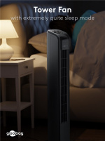 Goobay Tornfläkt med fjärrkontroll oscillerande, tyst kolonnfläkt med nätkabel, antracit