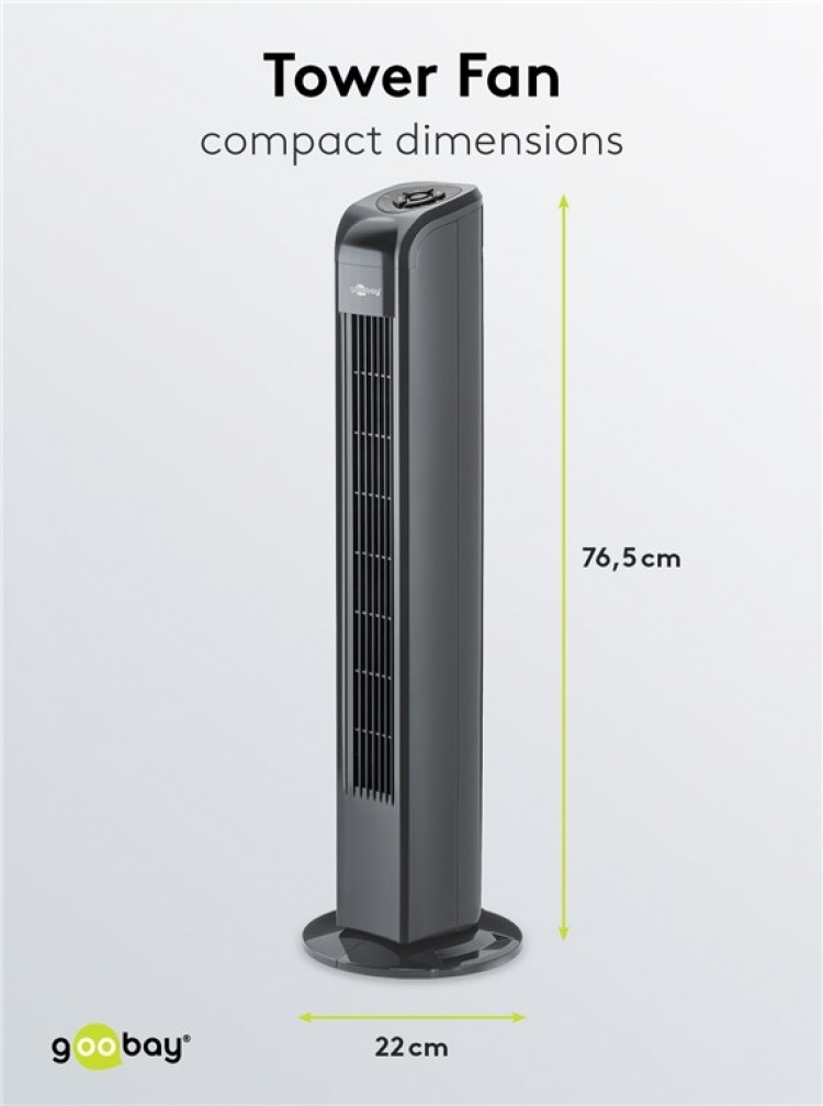 Goobay Tornfläkt med fjärrkontroll oscillerande, tyst kolonnfläkt med nätkabel, antracit