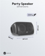 Waveaudio Wave Partyhögtalare bärbar Bluetooth-högtalare med mikrofon och LED-lampor för musiknjutning när som helst, var som helst