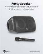 Waveaudio Wave Partyhögtalare bärbar Bluetooth-högtalare med mikrofon och LED-lampor för musiknjutning när som helst, var som helst