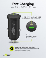 Goobay Dubbel USB-billadare USB-C™ PD (Power Delivery) (45 W) 45 W (12/24 V), lämplig för enheter med USB-C™ (Power Delivery), t.ex. iPhone 12 Goobay Dubbel USB-billadare USB-C™ PD (Power Delivery) (45 W) 45 W (12/24 V), lämplig för enheter med USB-C™ (Power Delivery), t.ex. iPhone 12