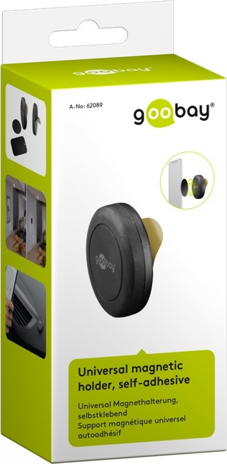 Goobay Universell magnetisk hållare, självhäftande För snabb och säker fastsättning av smartphones i bilen eller i hushållet Goobay Universell magnetisk hållare, självhäftande För snabb och säker fastsättning av smartphones i bilen eller i hushållet