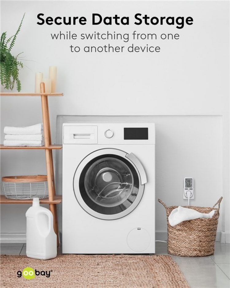 Goobay Digital energimätare Pro för mätning av energiförbrukningen för elektriska hushållsapparater Goobay Digital energimätare Pro för mätning av energiförbrukningen för elektriska hushållsapparater