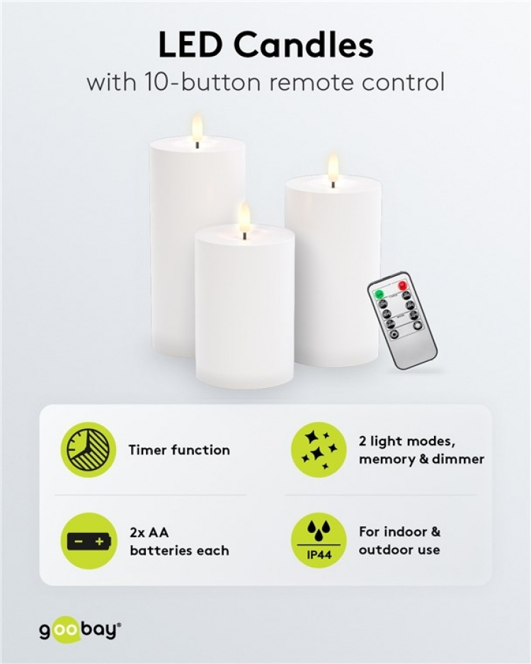 Goobay Set med 3 LED-ljus  Goobay Set med 3 LED-ljus