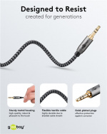 Goobay Ljudanslutningskabel AUX, 3,5 mm stereo, 5 m, Sharkskin Grey Pawl 3,5 mm plugg (3-stift, Stereo) > Pawl 3,5 mm plugg (3-stift, Stereo) Goobay Ljudanslutningskabel AUX, 3,5 mm stereo, 5 m, Sharkskin Grey Pawl 3,5 mm plugg (3-stift, Stereo) > Pawl 3,5 mm plugg (3-stift, Stereo)
