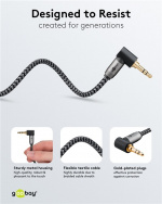 Goobay Ljudanslutningskabel AUX, 3,5 mm stereo, 90°, 2 m, Sharkskin Grey Pawl 3,5 mm plugg (3-stift, Stereo) > Pawl 3,5 mm plugg (3-stift, stereo) 90 ° Goobay Ljudanslutningskabel AUX, 3,5 mm stereo, 90°, 2 m, Sharkskin Grey Pawl 3,5 mm plugg (3-stift, Stereo) > Pawl 3,5 mm plugg (3-stift, stereo) 90 °