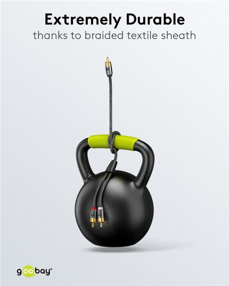 Goobay RCA-jakaja, 5 m, Sharkskin Harmaa Cinch-liitin (bassokaiutin, keskiosa) > 2x Cinch-liitin (bassokaiutin)