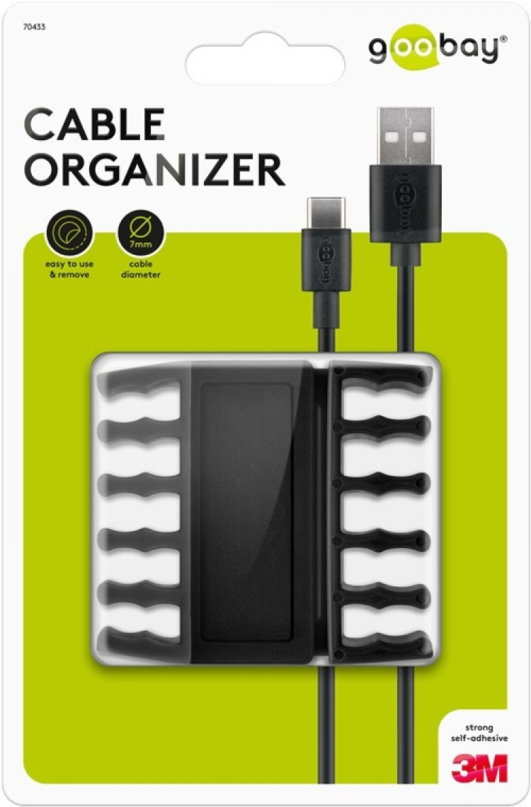 Goobay Kaapelinhallinta 5 syvennystä, musta 2-pack järjestämiseen ja kiinnittämiseen, irrotettava Goobay Kaapelinhallinta 5 syvennystä, musta 2-pack järjestämiseen ja kiinnittämiseen, irrotettava