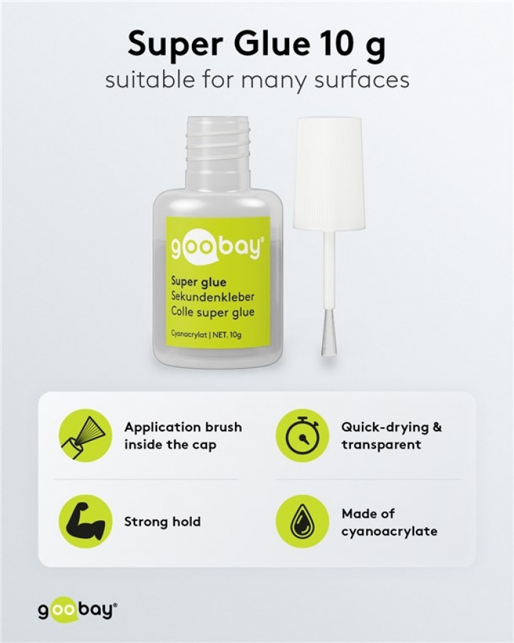 Goobay Superglue 10 g sopii monille alustoille Goobay Superglue 10 g sopii monille alustoille