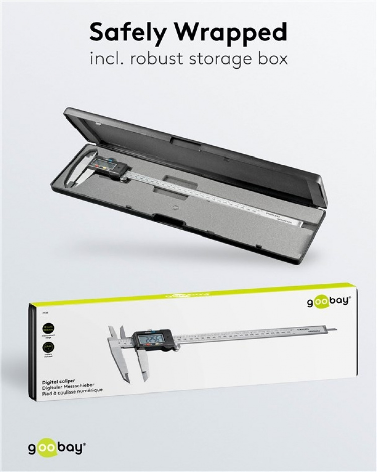 Goobay Digitalt skjutmått 300 mm / 12 tum för mätningar från 0 mm - 300 mm Goobay Digitalt skjutmått 300 mm / 12 tum för mätningar från 0 mm - 300 mm