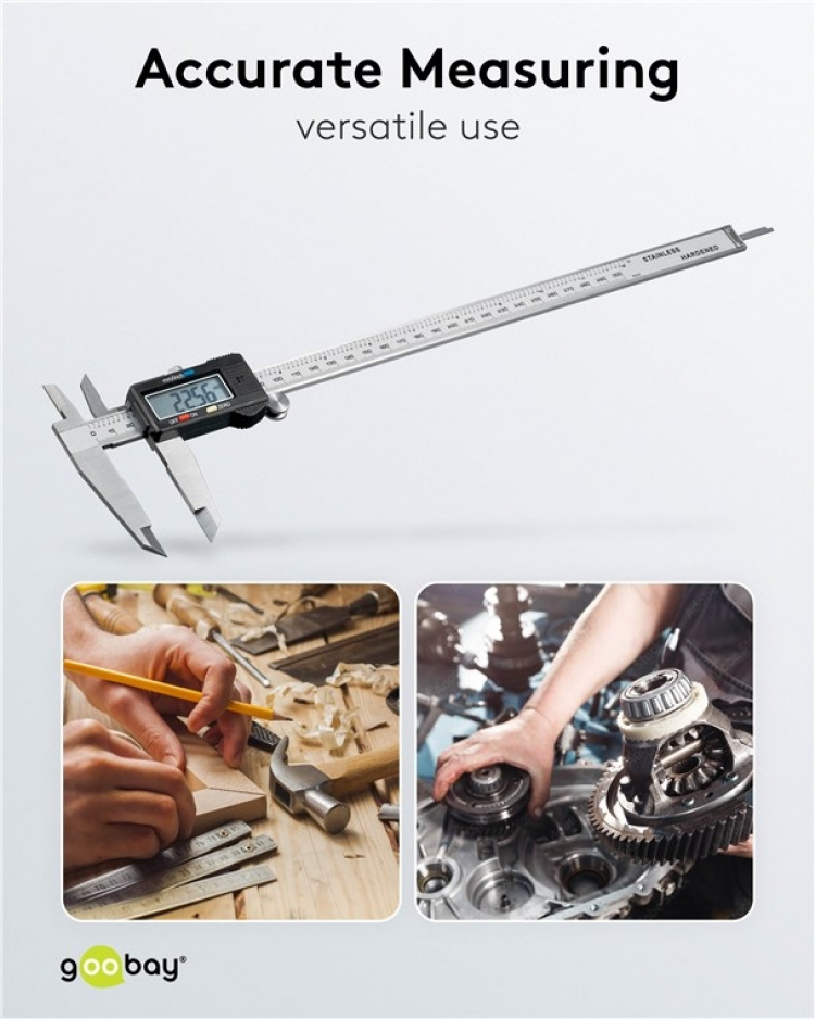 Goobay Digitalt skjutmått 300 mm / 12 tum för mätningar från 0 mm - 300 mm Goobay Digitalt skjutmått 300 mm / 12 tum för mätningar från 0 mm - 300 mm