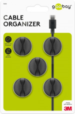 Goobay Kabelhantering 1 urtag (mini), svart 5-pack för att ordna och fästa, avtagbar