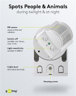 Goobay Infraröd rörelsedetektor för väggmontering, 180° detektering, 12 m räckvidd, för utomhusbruk (IP44), LED-anpassad Goobay Infraröd rörelsedetektor för väggmontering, 180° detektering, 12 m räckvidd, för utomhusbruk (IP44), LED-anpassad