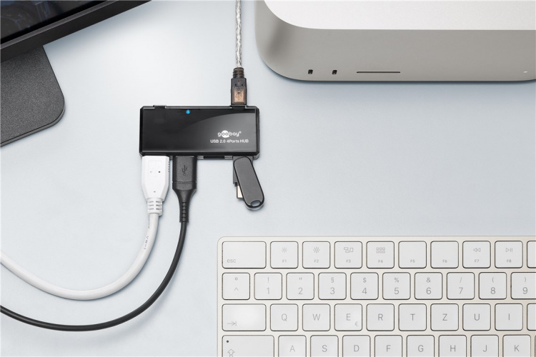 Goobay 4-vägs USB 2.0 Hi-Speed HUB för anslutning av upp till 4 USB-enheter med en USB-anslutning Goobay 4-vägs USB 2.0 Hi-Speed HUB för anslutning av upp till 4 USB-enheter med en USB-anslutning