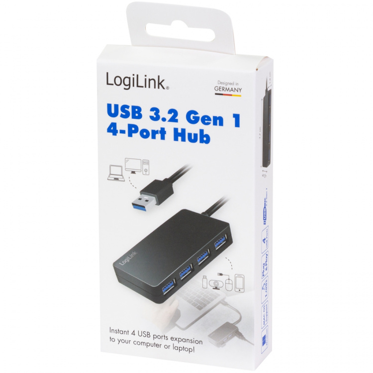 LogiLink USB 3.0-hub (3.2 Gen1) 4 USB-A-portar LogiLink USB 3.0-hub (3.2 Gen1) 4 USB-A-portar