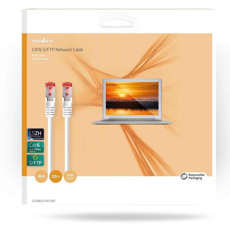 Nedis CAT6 Verkkokaapeli | RJ45 uros | RJ45 uros | S/FTP | 20.0 m | Sisäkäyttöön | Pyöreä | LSZH | Valkoinen | Laatikko
