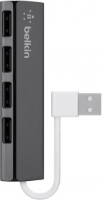 Belkin 4-Port Slim Travel USB Hub -4-porttinen USB 2.0-hubi, musta