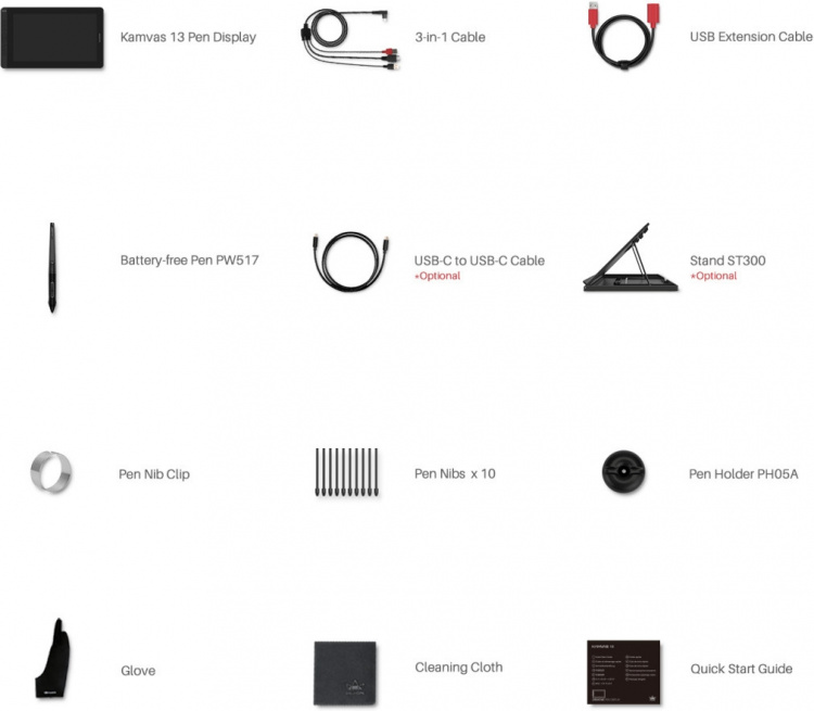 Huion Kamvas 13 FHD -piirtonäyttö, musta