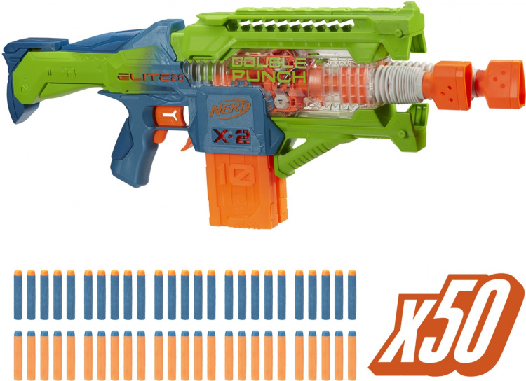 Nerf Elite 2.0 Blaster Double Punch - vaahtomuoviammusase Nerf Elite 2.0 Blaster Double Punch - vaahtomuoviammusase