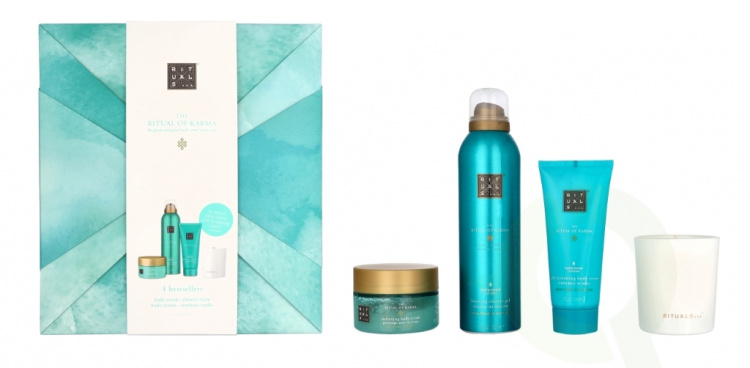 Rituals Karma Set 565 ml Body Cream 100ml/Foaming Shower Gel 200ml/Softening Body Scrub 125gr/Candle 140gr